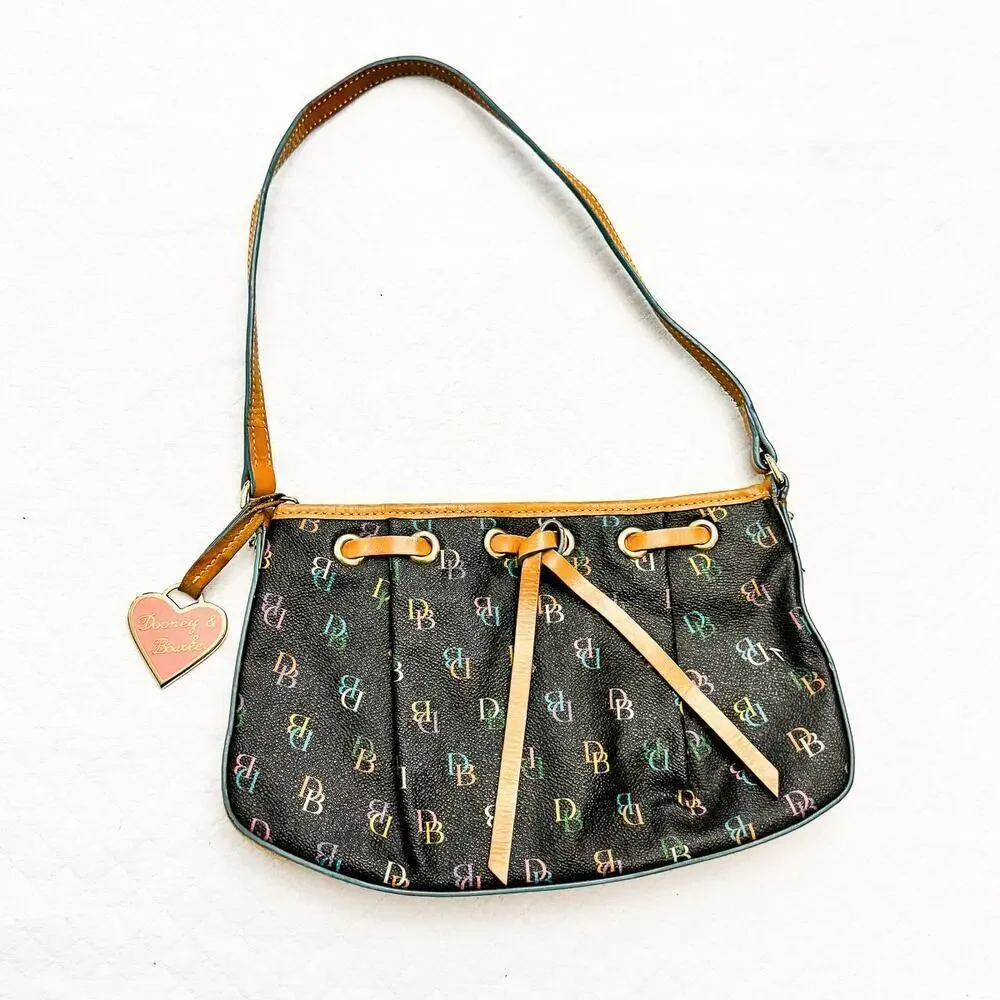 Dooney & Bourke Classic Hobo Back Monogram Print 2000s Vintage EUC Y2K